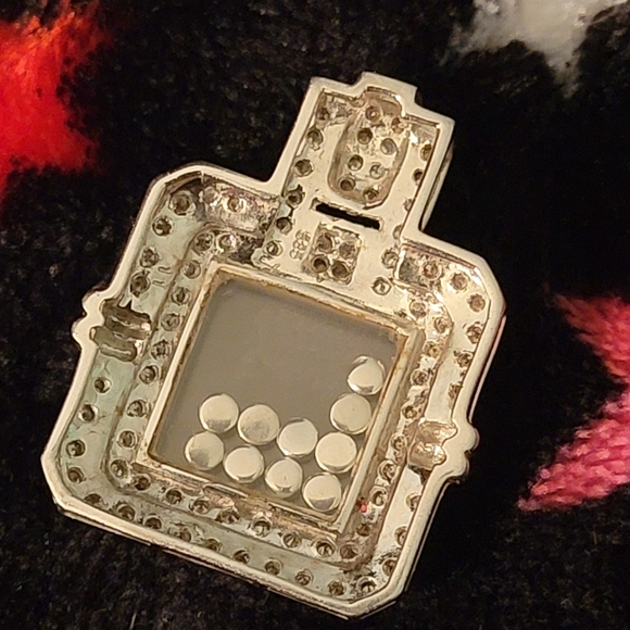 Diamond and Sterling Silver Floating Stone Pendant - Picture 4 of 8